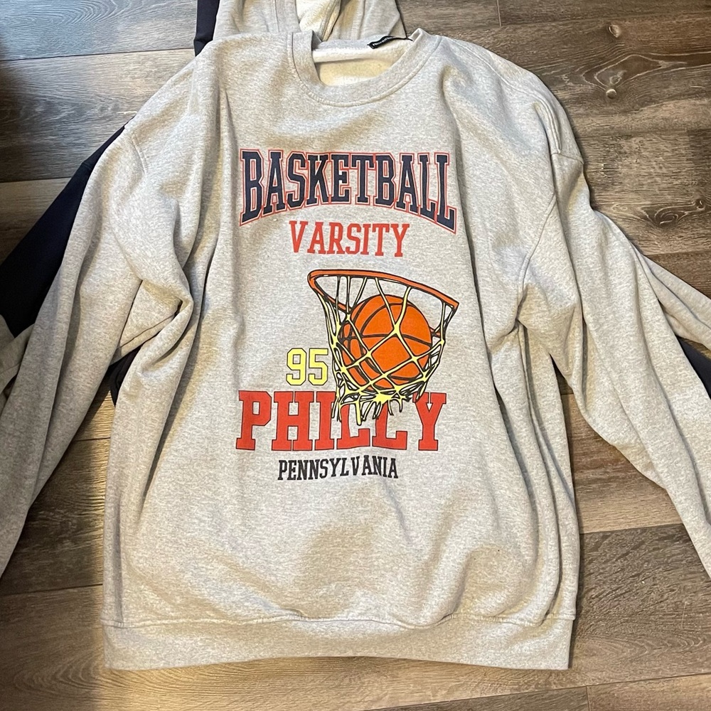PrettyLittleThing Gray Basketball Varsity Sweatshirt